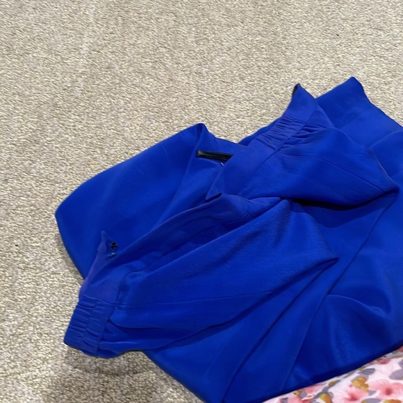 Maggy London Silk Vintage Shoulder Padded Women’s Deep Royal Blue Pant Suit - Picture 13 of 15